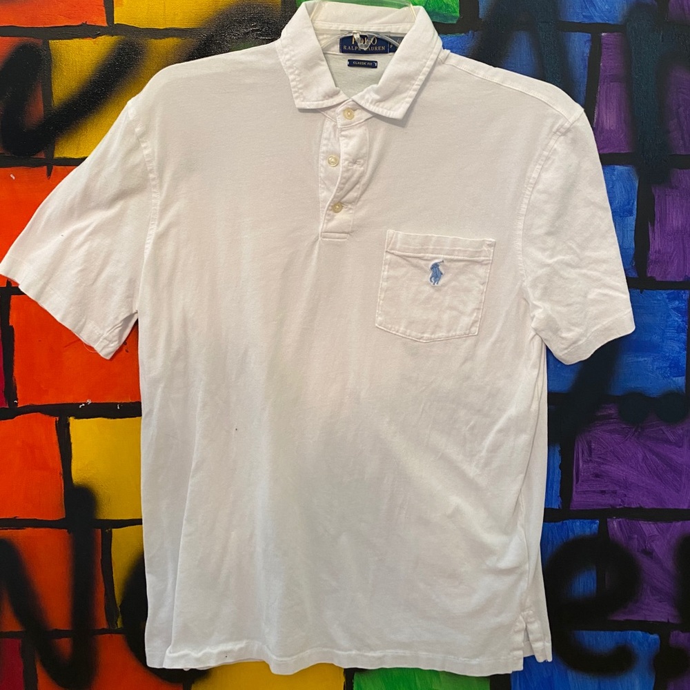 White Ralph Lauren polo shirt sleeve